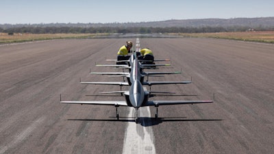 The five aircraft took off, completed various formations and landed autonomously as part of the test mission.