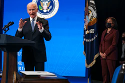 President Joe Biden answers questions from reporters in the South Court Auditorium on the White House complex, Jan. 25, 2021.