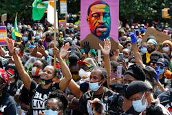 A Caribbean-led Black Lives Matter rally at Brooklyn's Grand Army Plaza, New York, June 14, 2020.