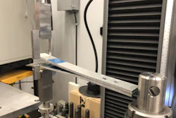 Sandia National Laboratories researchers in the Mechanics of Materials department utilize the new fracture testing hangers for traditional interlaminar composite fracture testing as well as advanced hybrid composite laminates, as shown here.