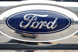 Ford logo at a dealership in Littleton, Colo., Oct. 20, 2019.