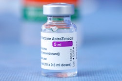 A vial of the AstraZeneca COVID-19 vaccination on a table prior to Croatia's Parliament Speaker Gordan Jandrokovic and Prime Minister Andrej Plenkovic being vaccinated in Zagreb, March 24, 2021.