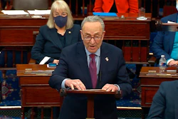 In this image from video, Senate Majority Leader Chuck Schumer of N.Y., speaks before the final vote on the Senate version of the COVID-19 relief bill in the Senate at the U.S. Capitol in Washington, Saturday, March 6, 2021. The $1.9 trillion federal pandemic relief package is expected to make its way through the House and hit President Joe Biden’s desk soon. It includes plans for direct payments to most Americans, aid to small businesses, financial help for schools and much more to help the country recover from the financial ravages of the pandemic.