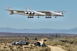 The Stratolaunch lands at Mojave Air and Space Port, April 29, 2021, Mojave, Calif.