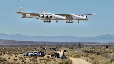 The Stratolaunch lands at Mojave Air and Space Port, April 29, 2021, Mojave, Calif.
