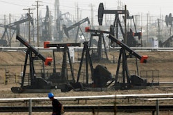 In this Jan. 16, 2015, file photo, pumpjacks are seen operating in Bakersfield, Calif. On Friday, April 23, 2021, California Gov. Gavin Newsom announced he would halt all new fracking permits in the state by January 2024. He also ordered state regulators to plan for halting all oil extraction in the state by 2045.