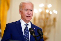 In this April 15, 2021, file photo, President Joe Biden speaks in the East Room of the White House in Washington. No nation offers asylum or other protections to people displaced because of climate change. Biden’s administration is studying the idea, and climate migration is expected to be discussed at his first climate summit.