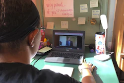 Norristown Area High School student Katie Griffin during a virtual Spanish class at her home in Norristown, Pa., Sept. 3, 2020.