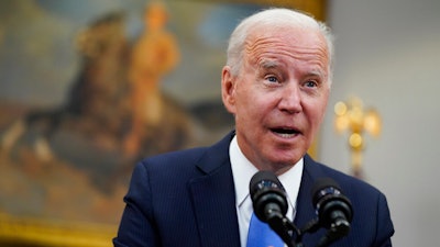 President Joe Biden delivers remarks about the Colonial Pipeline hack, Roosevelt Room, White House, May 13, 2021.