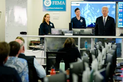 President Joe Biden talks to employees at FEMA headquarters, Washington, May 24, 2021.