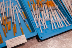 Syringes with the Pfizer COVID-19 vaccine at a vaccination center in Paris, May 6, 2021.