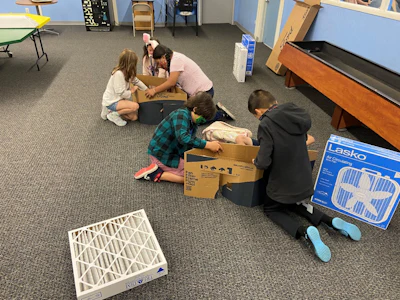 Ford is donating 20,000 Scrappy Filtration kits to underserved communities; kit features a cardboard enclosure, 20-inch Lasko box fan and high-efficiency air filter – ready for assembly.