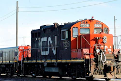 A Canadian National locomotive goes through the Canadian National Taschereau yard in Montreal, Saturday, Nov. 28, 2009. Canadian National sweetened its offer to buy Kansas City Southern railroad Thursday, May 13, 2021, and derailed rival Canadian Pacific’s bid for the railroad that handles traffic in the United States and Mexico.