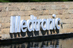 Medronic logo at the company's offices in Fridley, Minn., Aug. 29, 2019.