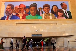 Mural at Amtrack-Metrolink Union Station, Los Angeles, Aug. 30, 2000.