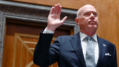 Colonial Pipeline CEO Joseph Blount is sworn in before a Senate hearing, June 8, 2021.