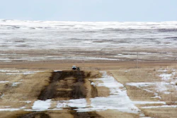 In this March 11, 2020, file photo provided by the Bureau of Land Management, shows the proposed route of the Keystone XL oil pipeline where it crosses into the United States from Canada in Phillips County, Mont. Calgary-based TC Energy, sponsor of the Keystone XL crude oil pipeline, said Wednesday, June 9, 2021, that it was pulling the plug on the contentious project after Canadian officials failed to convince President Joe Biden to reverse its cancellation of its permit on the day he took office.