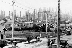 A 1924 photo shows the oil derricks on Signal Hill.