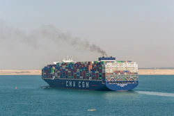Container ship passes through the Suez Canal, Nov. 2019.