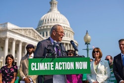 Senate Majority Leader Chuck Schumer, D-N.Y., addresses the urgent need to counter climate change in the US with transformational investments in clean jobs, during an event at the Capitol in Washington, Wednesday, July 28, 2021.