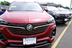 New Buick Encore SUV's displayed on the sales lot at the Albrecht Auto Group dealership on Aug. 3 in Wakefield, Mass.