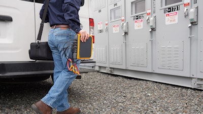 Capture incoming utility power at the service entrance using a three-phase power quality logger, such as this Fluke 1746.