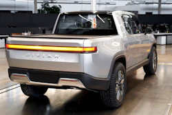 In this Nov. 14, 2018, photo shows Rivian R1T at Rivian headquarters in Plymouth, Mich. Rivian, an Electric vehicle startup backed by Amazon, Ford, and other deep-pocketed investors, confidentially filed to become a publicly traded company this week, Friday, Aug. 27, 2021. Rivian said that the initial public offering is expected to take place after the Securities and Exchange Commission completes its review process.