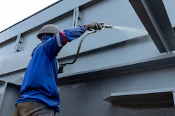 An intumescent paint being applied.