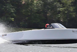 Vision Marine Technologies' Vision Marine Bruce 22 boat with one of their E-Motion motors.