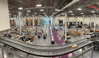 A panoramic view across Berkshire eSupply's Novi, MI distribution center.