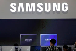 Samsung Electronics logo at a semiconductor exhibition in Seoul, South Korea, Oct. 8, 2019.