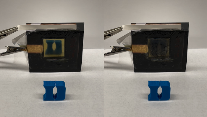A demonstration of the “smart-window-like” portion of the passive heating and cooling technology.