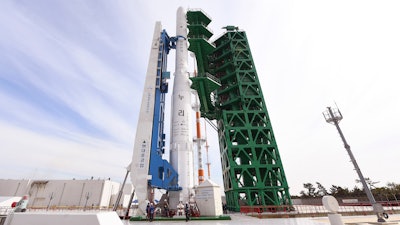 The Nuri rocket on its launch pad at the Naro Space Center, Goheung, South Korea, Oct. 20, 2021.