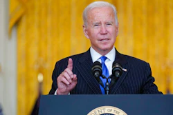 President Joe Biden delivers remarks on efforts to address global supply chain bottlenecks during an event in the East Room of the White House, Wednesday, Oct. 13, 2021, in Washington.