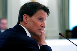 Brian Goldner, chairman of the board and CEO of Hasbro, listens as President Donald Trump speaks during a roundtable with industry executives about reopening the country after coronavirus closures, in the State Dining Room of the White House, Friday, May 29, 2020, in Washington. Toymaker Hasbro Inc. announced Sunday, Oct. 10, 2021, that Goldner is taking a medical leave of absence from his CEO role, effective immediately. The move follows Goldner's disclosure in August 2020 that he was undergoing continued medical treatment for cancer since 2014.