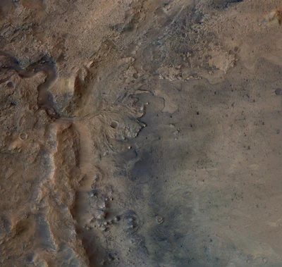 A delta in Jezero Crater, seen in this satellite image, is where Perseverance will collect the majority of its samples.