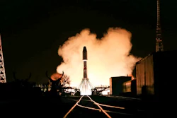 A Soyuz rocket blasts off from the launch pad at Russia's space facility in Baikonur, Kazakhstan, Nov. 24, 2021.