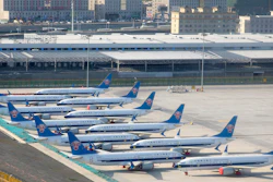 China Southern Airlines Boeing 737 Max airplanes parked at Urumqi Diwopu Interational Airport, April 21, 2021.