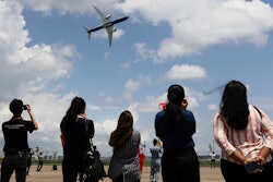 Boeing's B777-9 participates in a fly-by during the Singapore Airshow, Feb. 15, 2022.