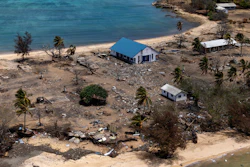 Debris from damaged building and trees on Atata Island in Tonga, Jan. 28, 2022.