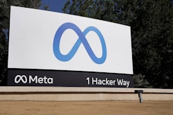 Facebook's Meta logo sign at the company's headquarters in Menlo Park, Calif., Oct. 28, 2021.