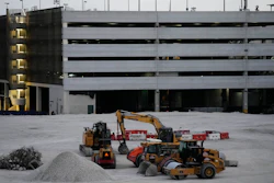 Construction equipment sits next to the site where an 800-room luxury hotel will be built alongside the Broward County Convention Center, Fort Lauderdale, Fla., March 22, 2022.