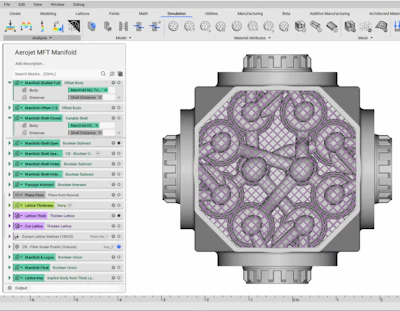 nTopology’s implicit modeling function was able to quickly “shell and fill” the injector body’s first design iteration, increasing its strength and printability while greatly reducing weight