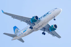 A Frontier Airlines aircraft flying over Gloster City, N.J., approaches Philadelphia International Airport, Oct. 22, 2021. Spirit Airlines' board still supports Frontier Airlines' $2.9 billion takeover bid for the airline, saying it determined JetBlue's competing $3.6 billion offer isn't a superior proposal. Last month Spirit said that after speaking with financial and legal advisers, its directors believed JetBlue’s offer could “reasonably” turn out to be the better of the two deals. But on Monday, May 2, 2022 the company announced that it was determined that JetBlue's offer “is not reasonably capable of being consummated.'