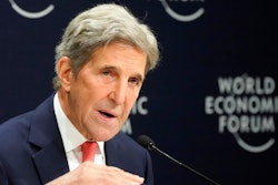John F. Kerry, Special Presidential Envoy for Climate of the United States, gestures during a news conference at the World Economic Forum in Davos, Switzerland, Tuesday, May 24, 2022. The annual meeting of the World Economic Forum is taking place in Davos from May 22 until May 26, 2022.