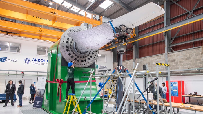 FastBlade's 75-tonne reaction frame fitted with a tidal turbine blade.