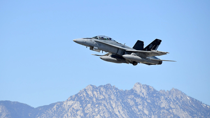 The U.S. Marine Corps pilot demonstrated the radar’s integration with the legacy Hornet avionics.