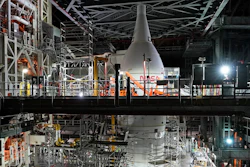 A section of the Artemis rocket with the Orion space capsule is seen inside the Vehicle Assembly Building at the Kennedy Space Center, Friday, Nov. 5, 2021, in Cape Canaveral, Fla. The Orion capsule is named after the constellation, among the night sky’s brightest. At 11 feet (3 meters) tall, it’s roomier than Apollo's capsule, seating four astronauts instead of three.