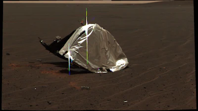 Rovers on Mars frequently come across debris – like this heat shield and spring – from their own or other missions.