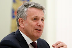 CEO of Royal Dutch Shell Ben van Beurden speaks at a meeting with Russian President Vladimir Putin in Moscow, Russia, Wednesday, June 21, 2017. Van Beurden, is stepping down at the end of the year after nine years in charge and will be replaced by Wael Sawan, the company announced Thursday, Sept. 15, 2022.